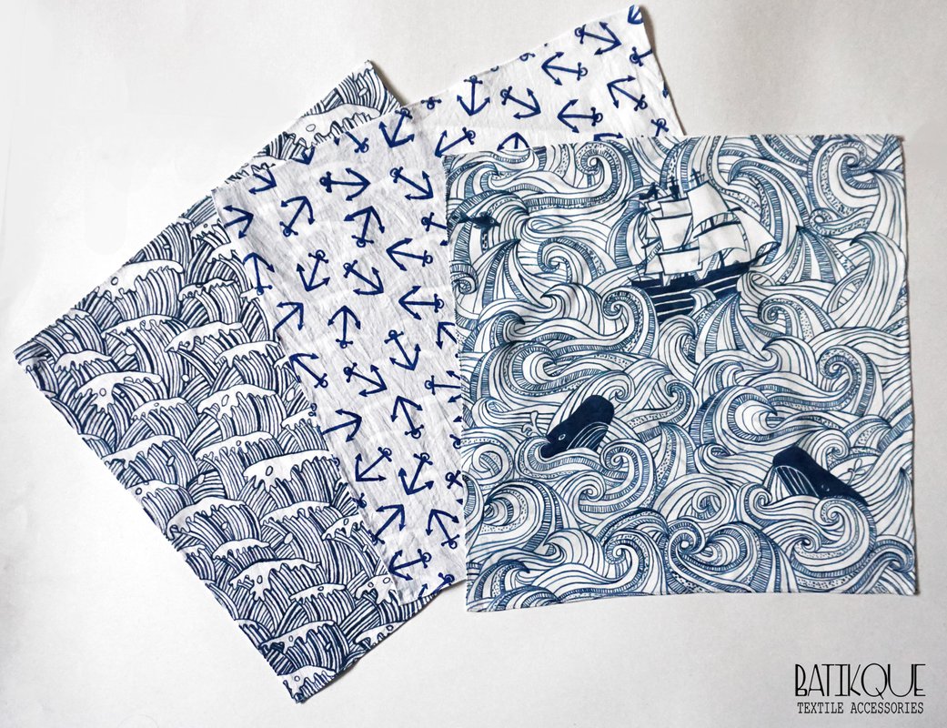 Набор мужских носовых платков «Синее, синее море» - BATIKQUE